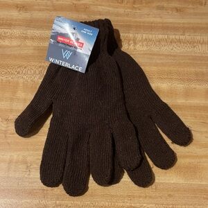 Brown Knit Women's Gloves